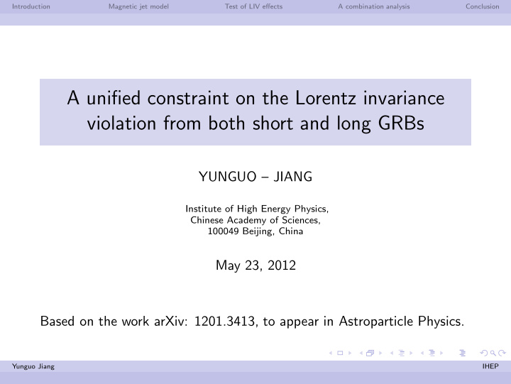 a unified constraint on the lorentz invariance violation