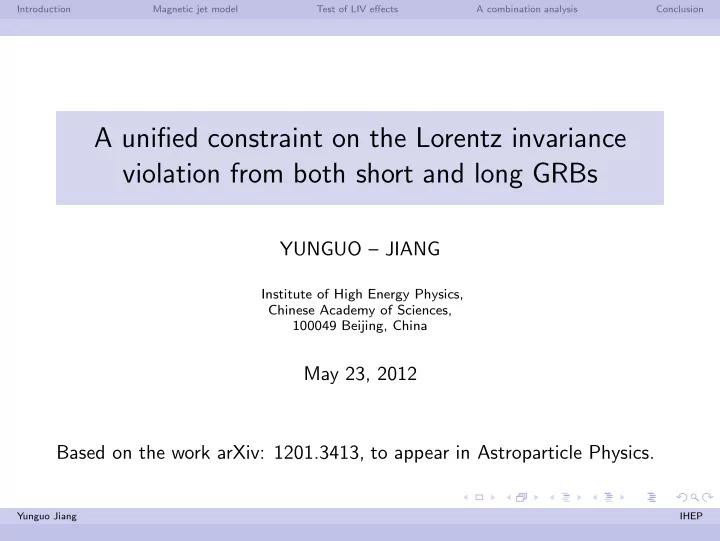 a unified constraint on the lorentz invariance violation