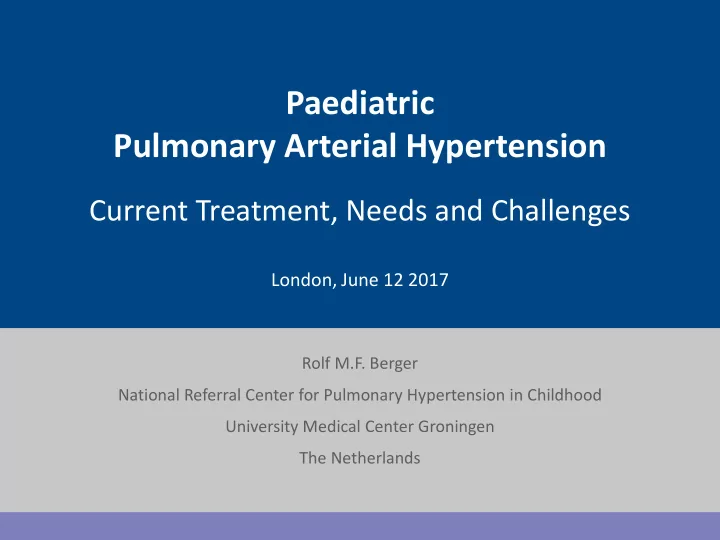 paediatric pulmonary arterial hypertension