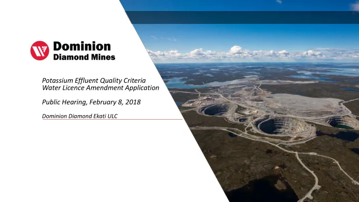 potassium effluent quality criteria water licence