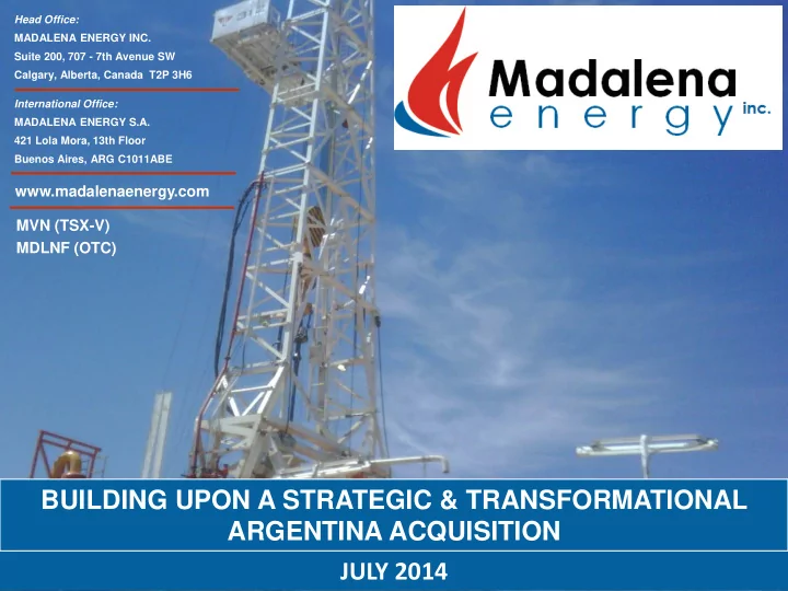 building upon a strategic transformational argentina