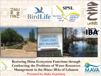 Restoring Hima Ecosystem Functions through  Combacting the Problems of Water Resources  Management
