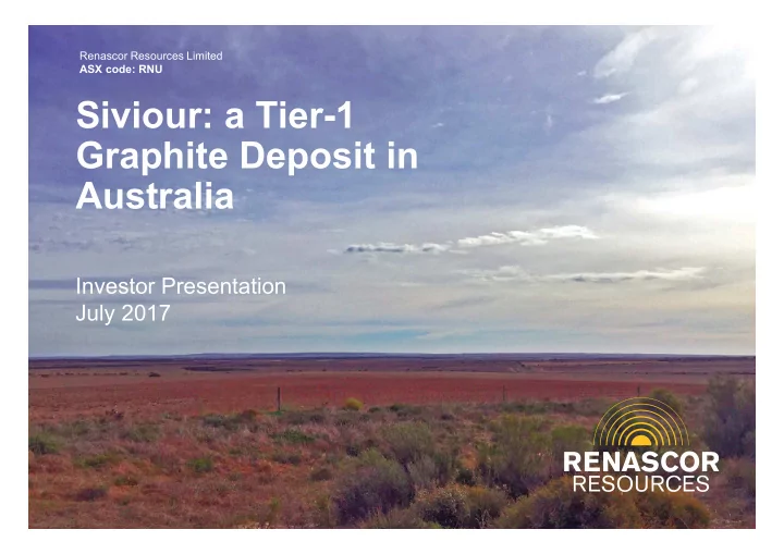 siviour a tier 1 graphite deposit in australia
