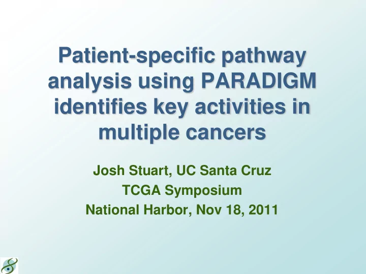 patient specific pathway analysis using paradigm
