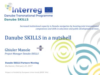 Danube SKILLS in a nutshell  Ghiuler Manole  Project Manager Danube SKILLS  Danube SKILLS Partners