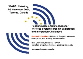 WWRF12 Meeting,  WWRF12 Meeting,  4-  -5 November 2004,  5 November 2004,  4  Toronto, Canada