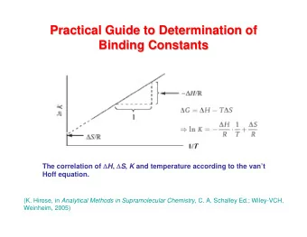 Practical Guide to Determination of  Practical Guide to Determination of  Binding Constants