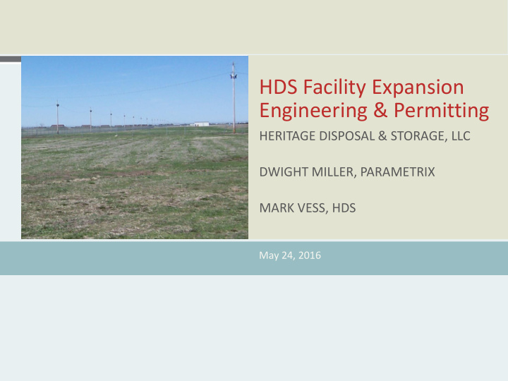 hds facility expansion engineering permitting