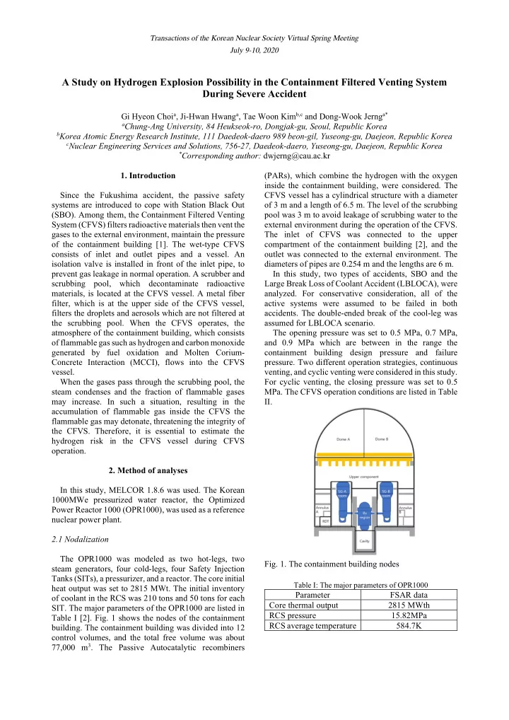 a study on hydrogen explosion possibility in the