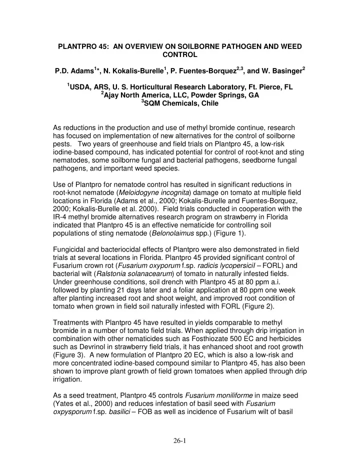 plantpro 45 an overview on soilborne pathogen and weed