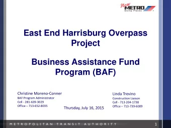 East End Harrisburg Overpass  Project  Business Assistance Fund  Program (BAF)  Christine