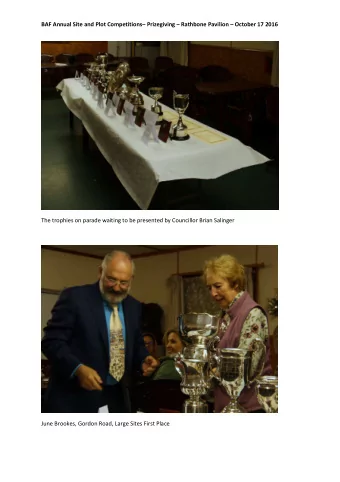 BAF Annual Site and Plot Competitions Prizegiving  Rathbone Pavilion  October 17 2016  The