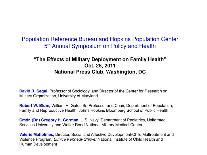 population reference bureau and hopkins population center