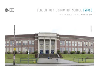 Benson Polytechnic high School |  | MPC 5  P o r tl and  P u b l i c S chool s    A P  A P Ril 1 4