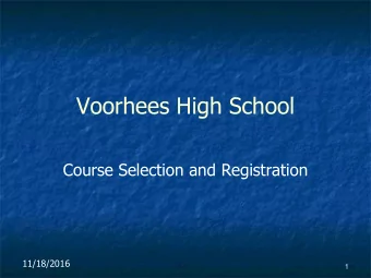 Voorhees High School  Course Selection and Registration  11/18/2016  1  Basic Documents