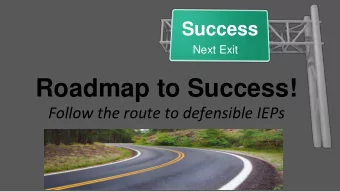 Roadmap to Success!  Follow the route to defensible IEPs Todays Objective:  Aligning PLAAFP to