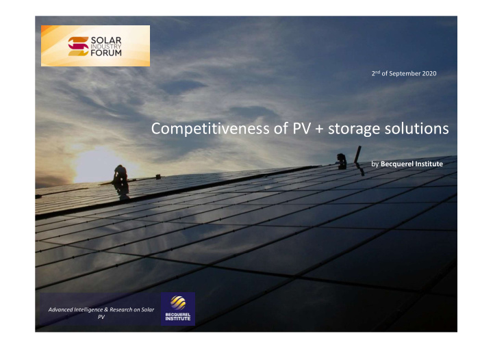 competitiveness of pv storage solutions