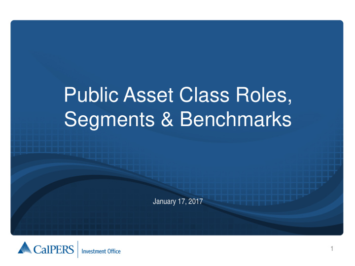 public asset class roles segments benchmarks