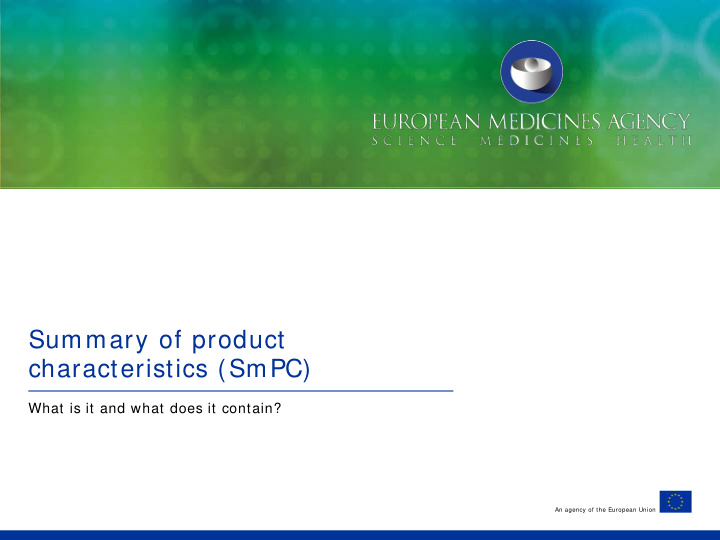 summary of product characteristics smpc