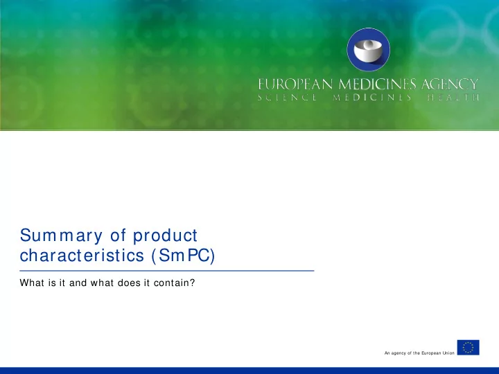 summary of product characteristics smpc