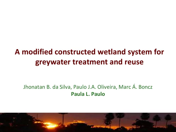 greywater treatment and reuse
