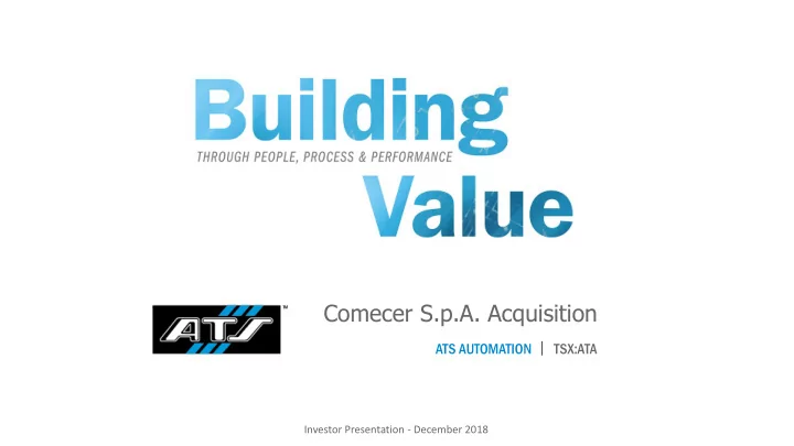 comecer s p a acquisition