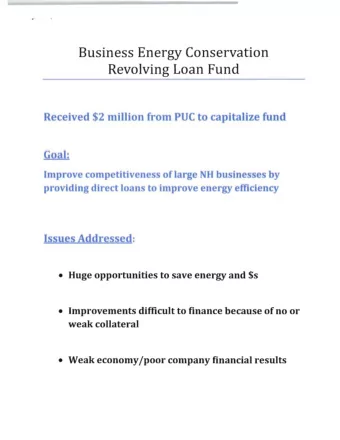 Revolving Loan Fund  Receive $2 illion from PU to capita &quot;ze und  Goal: rnprove