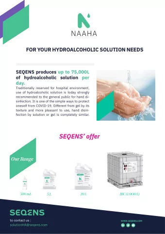 SEQENS offer  Our Range  to contact us :  WWW.SEQENS.COM  solutionHA@seqens.com  PACKAGING  1,