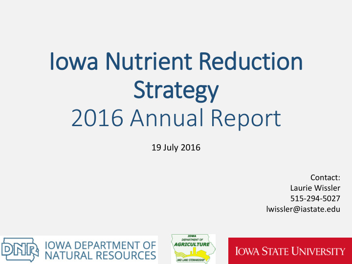 iowa nutrient r reduction strategy 2016 annual report