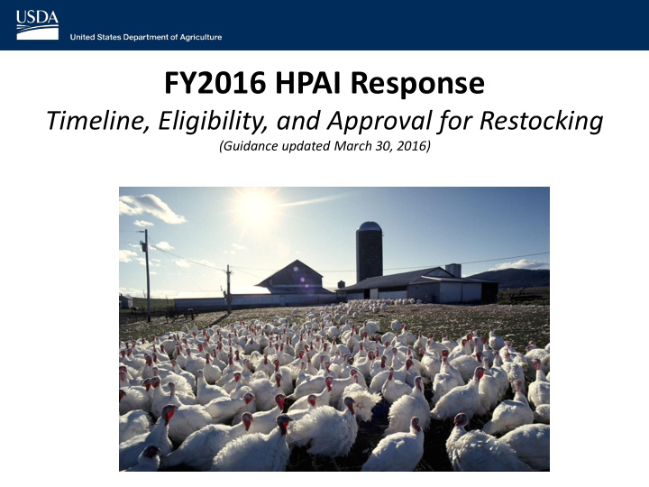 fy2016 hpai response