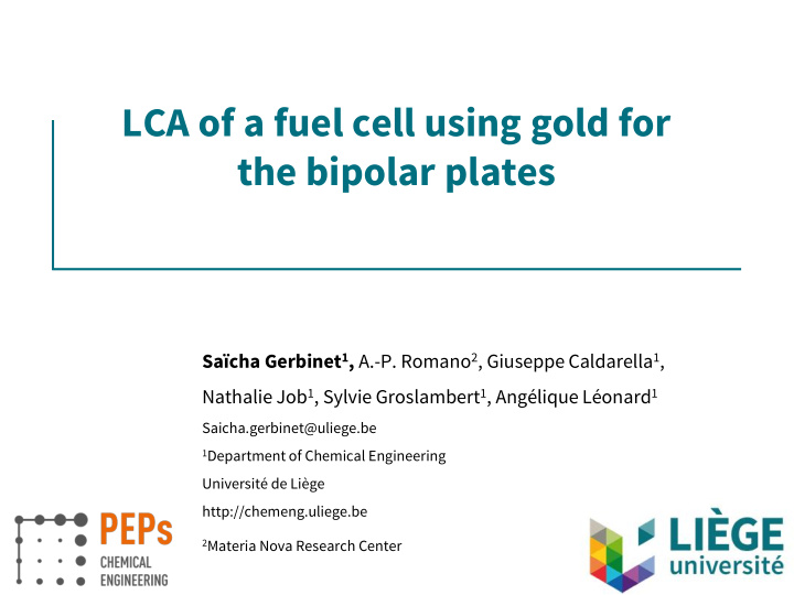 lca of a fuel cell using gold for the bipolar plates