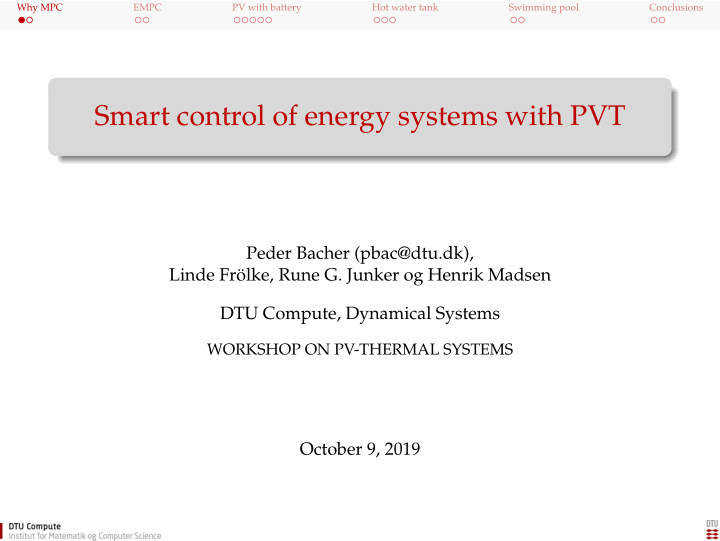 smart control of energy systems with pvt