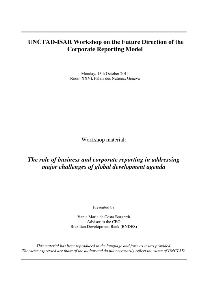 presented by vania maria da costa borgerth advisor to the