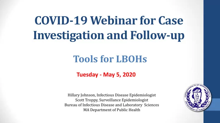 covid 19 webinar for case investigation and follow up