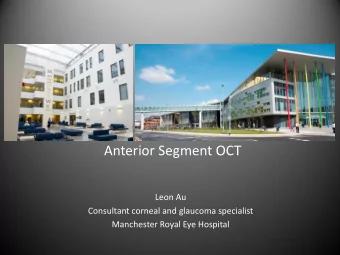 Leon Au  Consultant corneal and glaucoma specialist  Manchester Royal Eye Hospital  Zeiss Visante