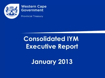Executive Report January 2013  PRESENTATION COVERAGE CONTENT  1. Summary Report on Compliance  2.