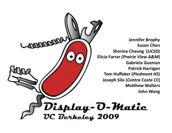 JenniferBrophy  SusanChen SherineCheung( UCSD ) EliciaFarrar