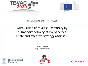 A safe and effective strategy against TB  Nacho Aguilo  (naguilo@unizar.es)  Live TB Vaccine  TB