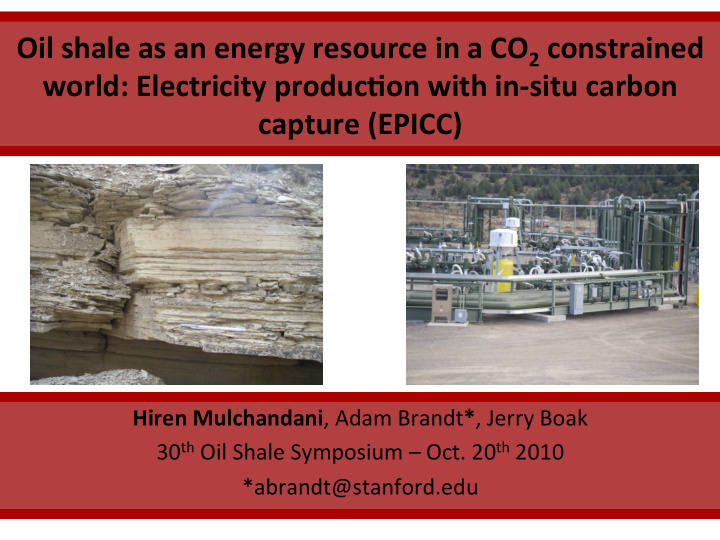 oil shale as an energy resource in a co 2 constrained