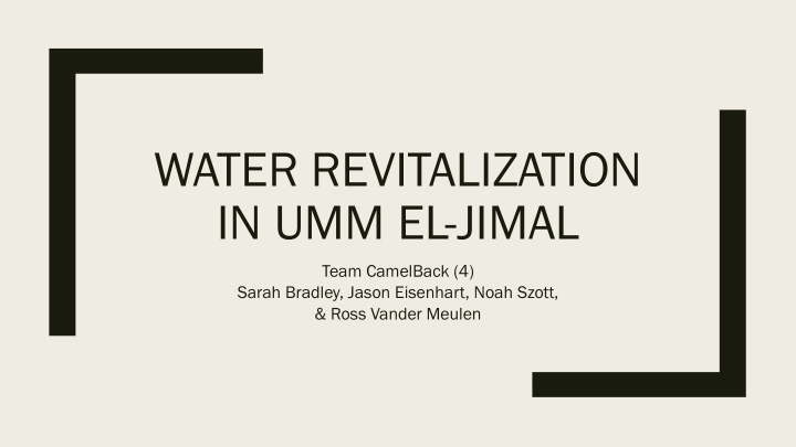water revitalization in umm el jimal