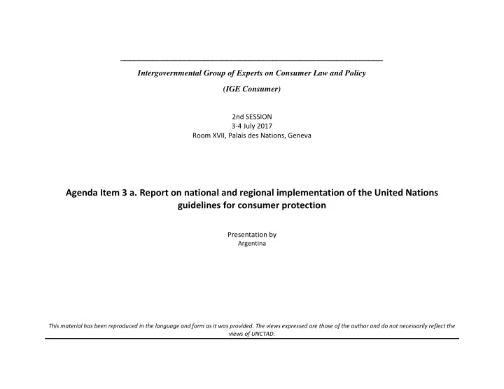 agenda item 3 a report on national and regional