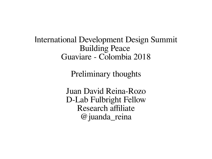 i nternational development design summit building peace