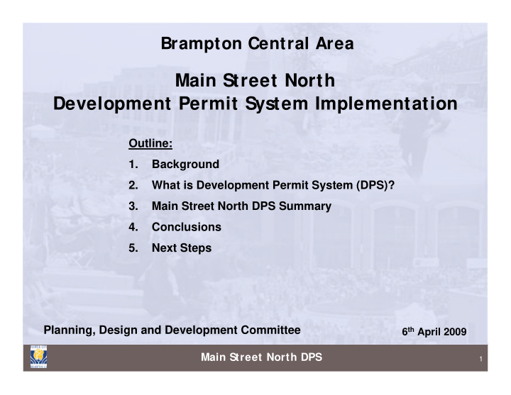 main street north development permit system implementation