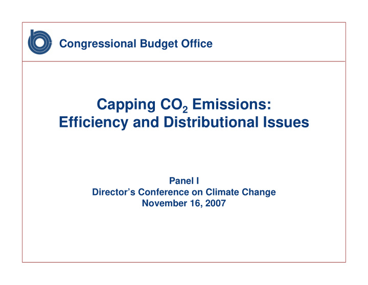 capping co 2 emissions efficiency and distributional