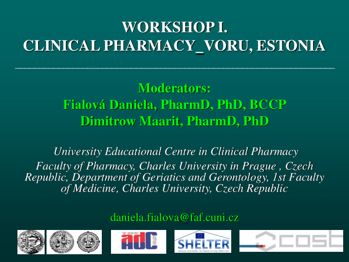 workshop i clinical pharmacy voru estonia