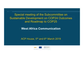 Special meeting of the Subcommittee on  Sustainable Development on COP24 Outcomes  and Roadmap to
