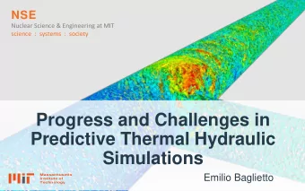 Progress and Challenges in  Predictive Thermal Hydraulic  Simulations  Massachusetts  Emilio