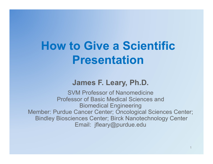 how to give a scientific presentation