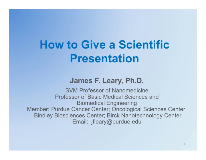 how to give a scientific presentation