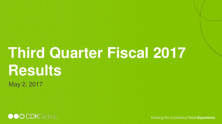 third quarter fiscal 2017 results
